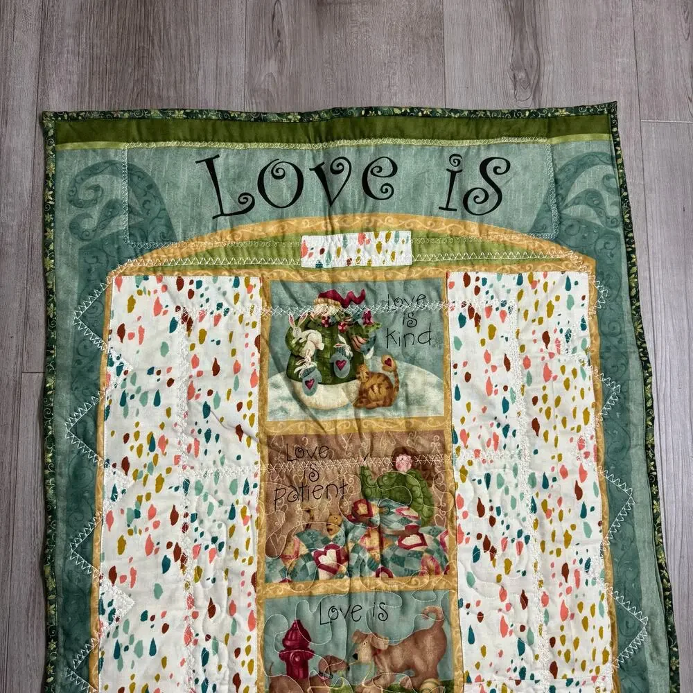Handmade Reversible Quilted Table Runner Home Sweet Home Love is Kind Christmas